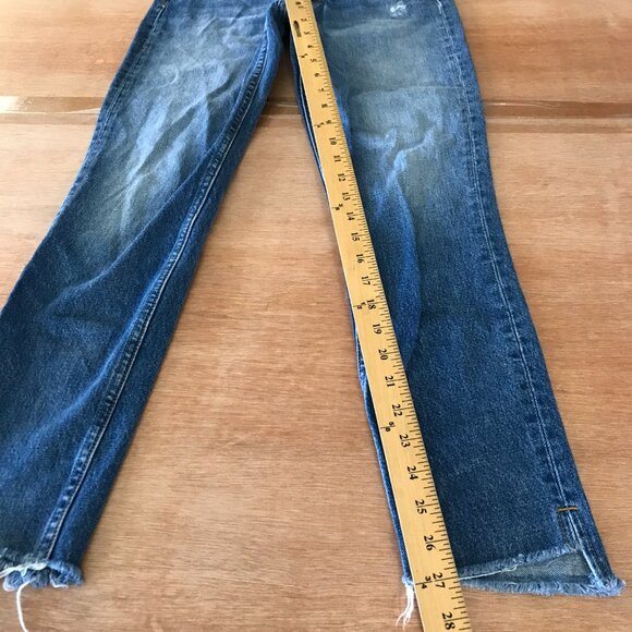 Boyish Billy Jeans Women 26 Blue Mid Rise Button Fly Distressed Raw Hem Boho - Picture 6 of 12